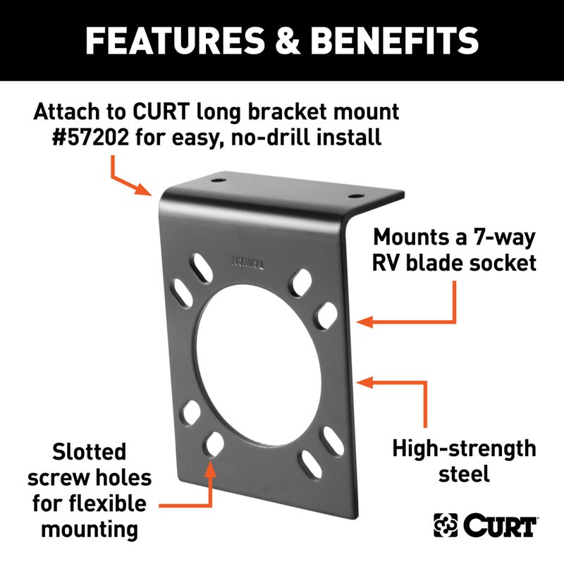 CURT 57206 Vehicle-Side Trailer Wiring Harness Mounting Bracket for 7-Way RV Blade - Image 3